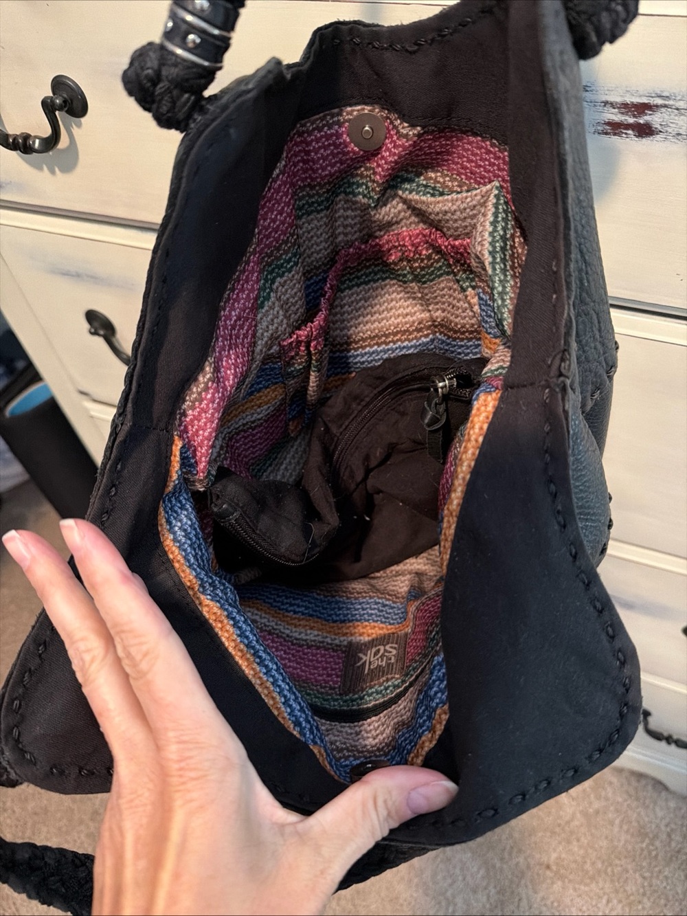 The Sak Indio Boho Leather Tote Shoulder Bag - Picture 5 of 6